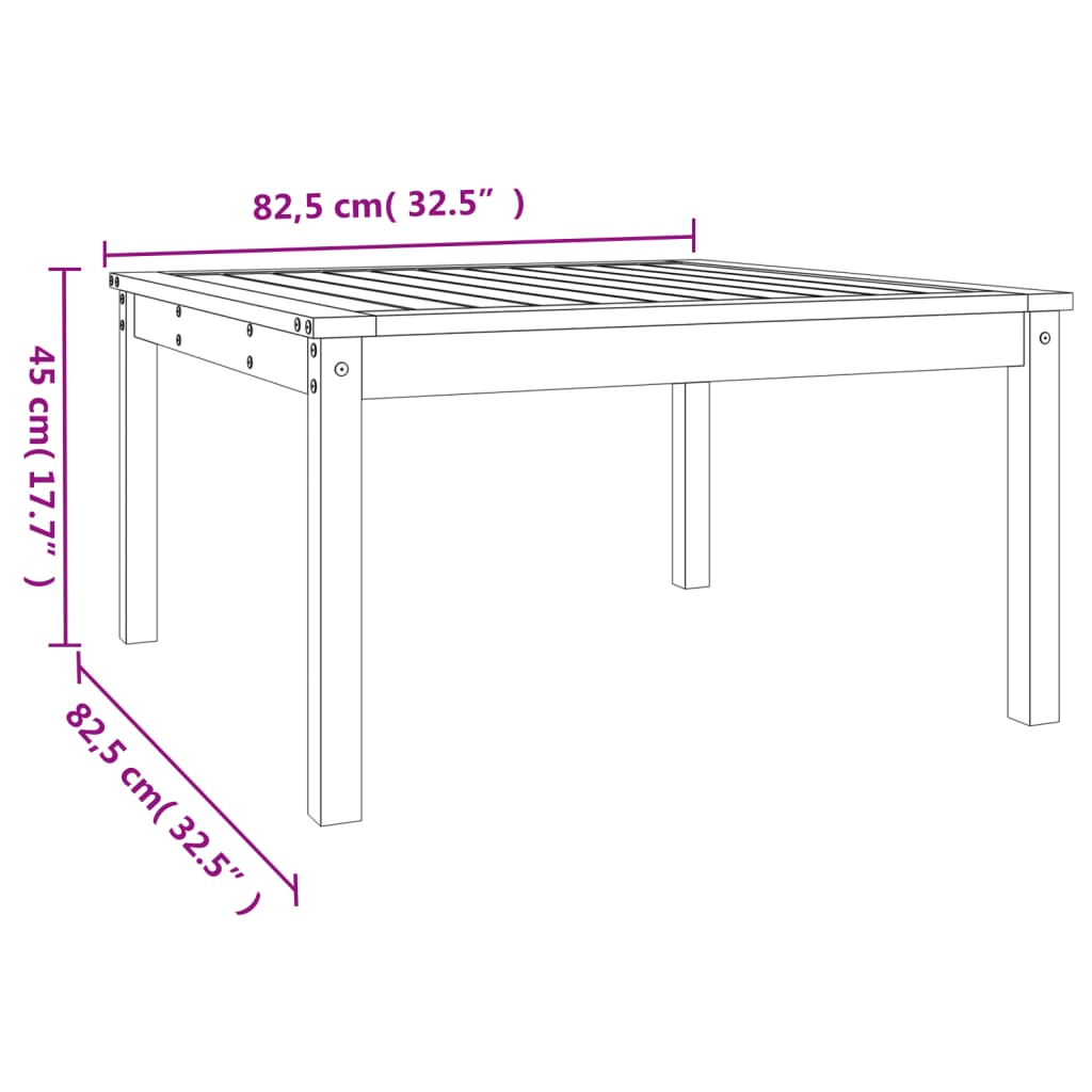 садовый стол, белый, 82,5x82,5x45 см, сосна