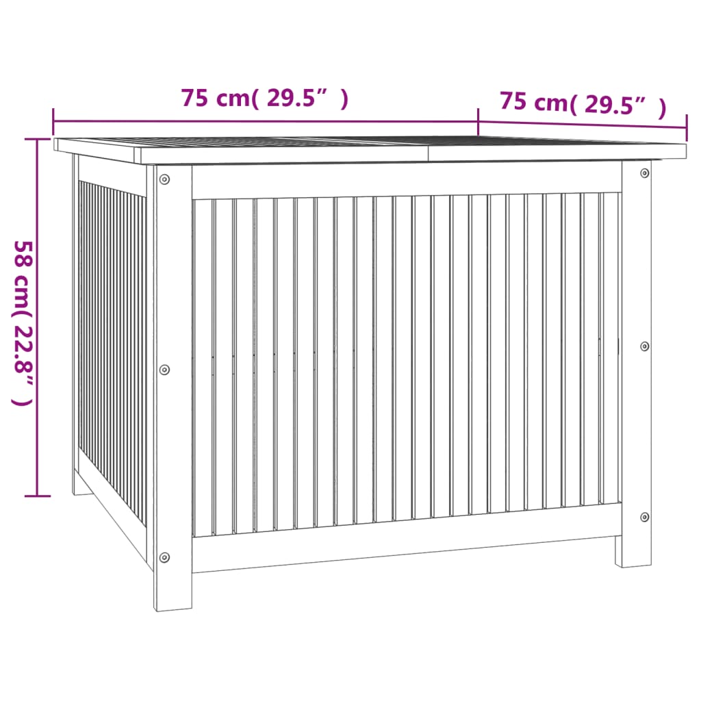 Садовый ящик для хранения, 75 x 75 x 58 см, древесина акации