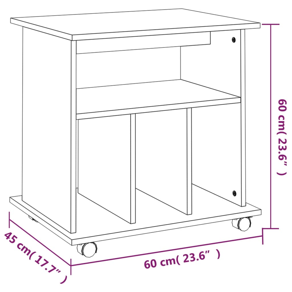 ratastel kapp, hall Sonoma tamm, 60 x 45 x 60 cm, tehispuit