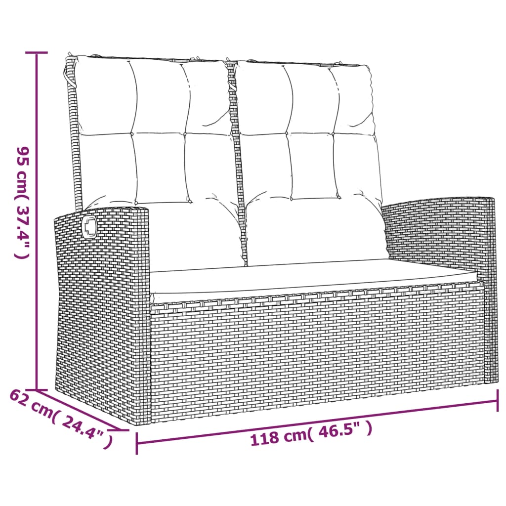 allalastav aiapink patjadega, must, 118 cm, polürotang