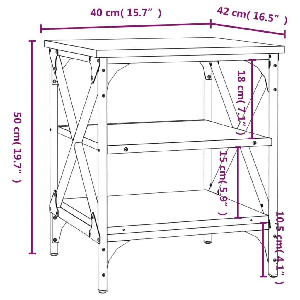 lisalauad 2 tk, hall Sonoma tamm, 40 x 42 x 50 cm, tehispuit