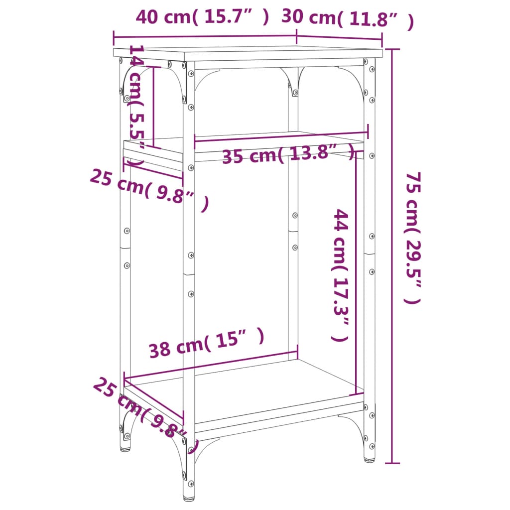 lisalaud, hall Sonoma tamm, 40 x 30 x 75 cm, tehispuit