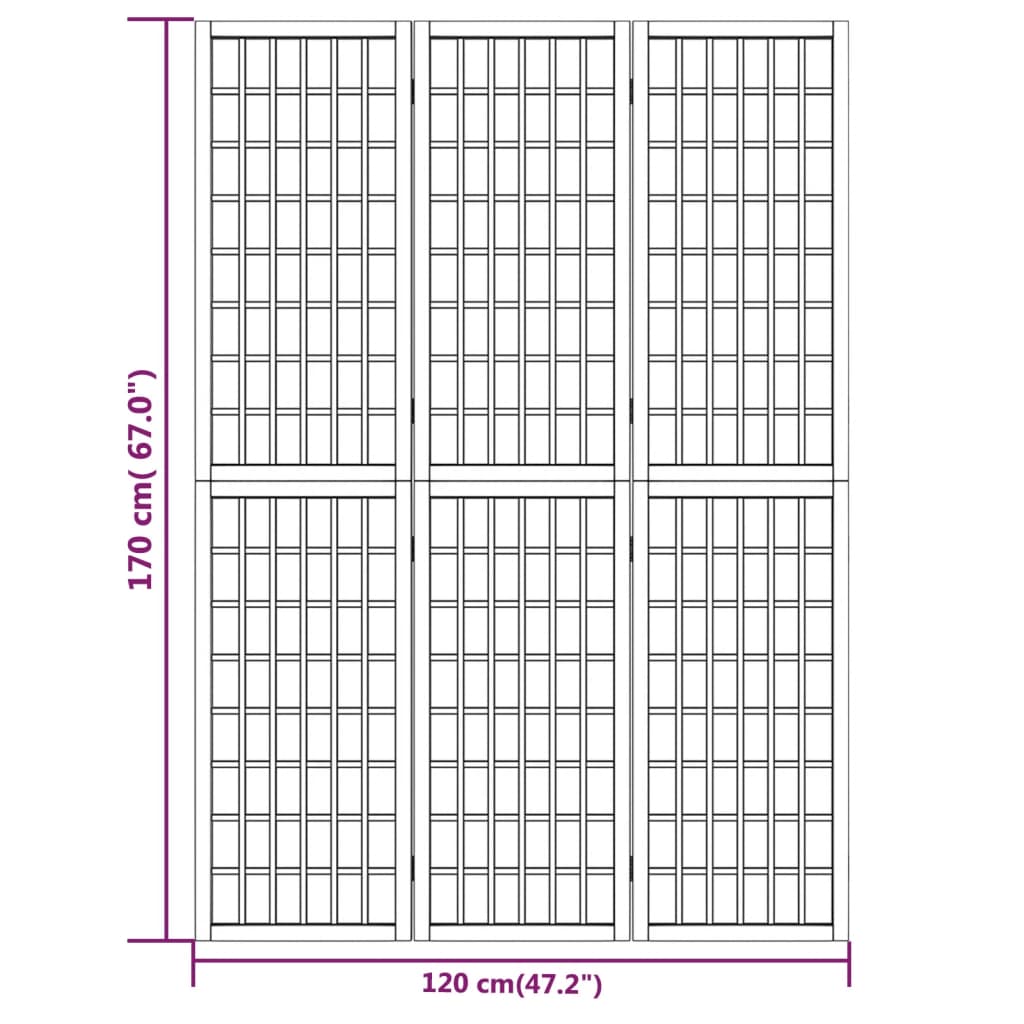 Складная ширма из 3 панелей, в японском стиле, 120 x 170 см