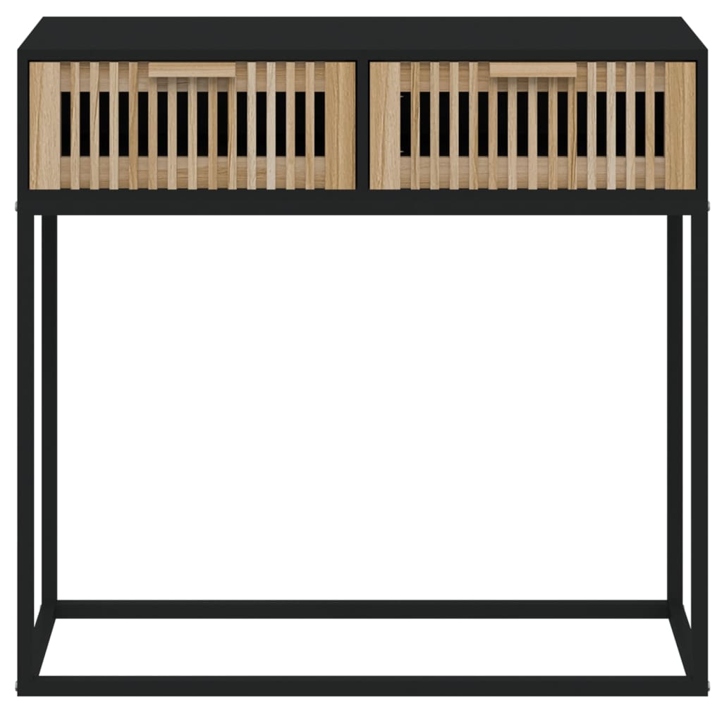 konsoollaud, must, 80 x 30 x 75 cm, tehispuit ja raud