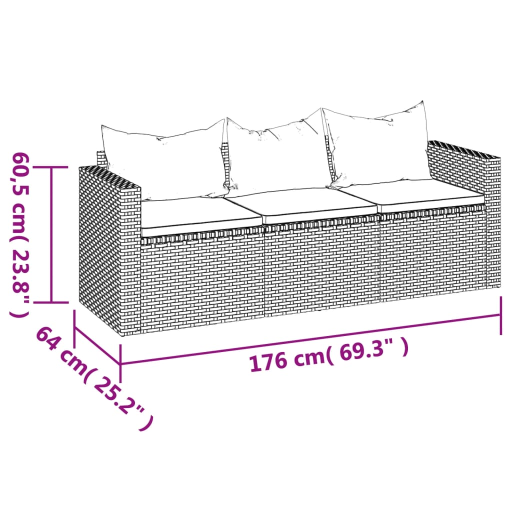 3-kohaline aiadiivan patjadega, must, polürotang