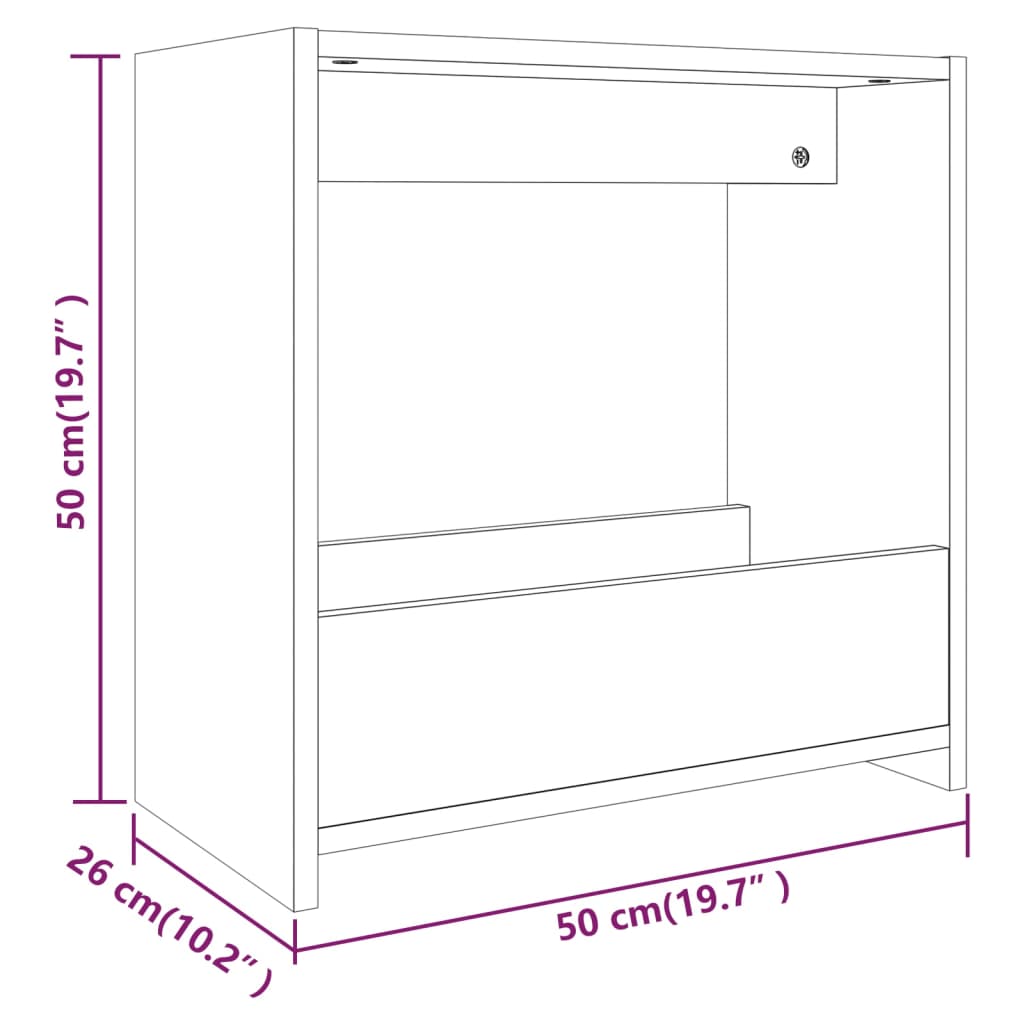 lisalaud, hall Sonoma tamm, 50 x 26 x 50 cm, tehispuit