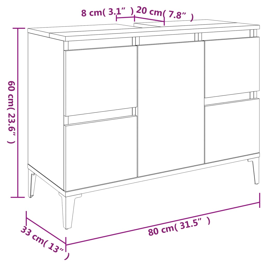 valamukapp, hall Sonoma tamm, 80 x 33 x 60 cm, tehispuit