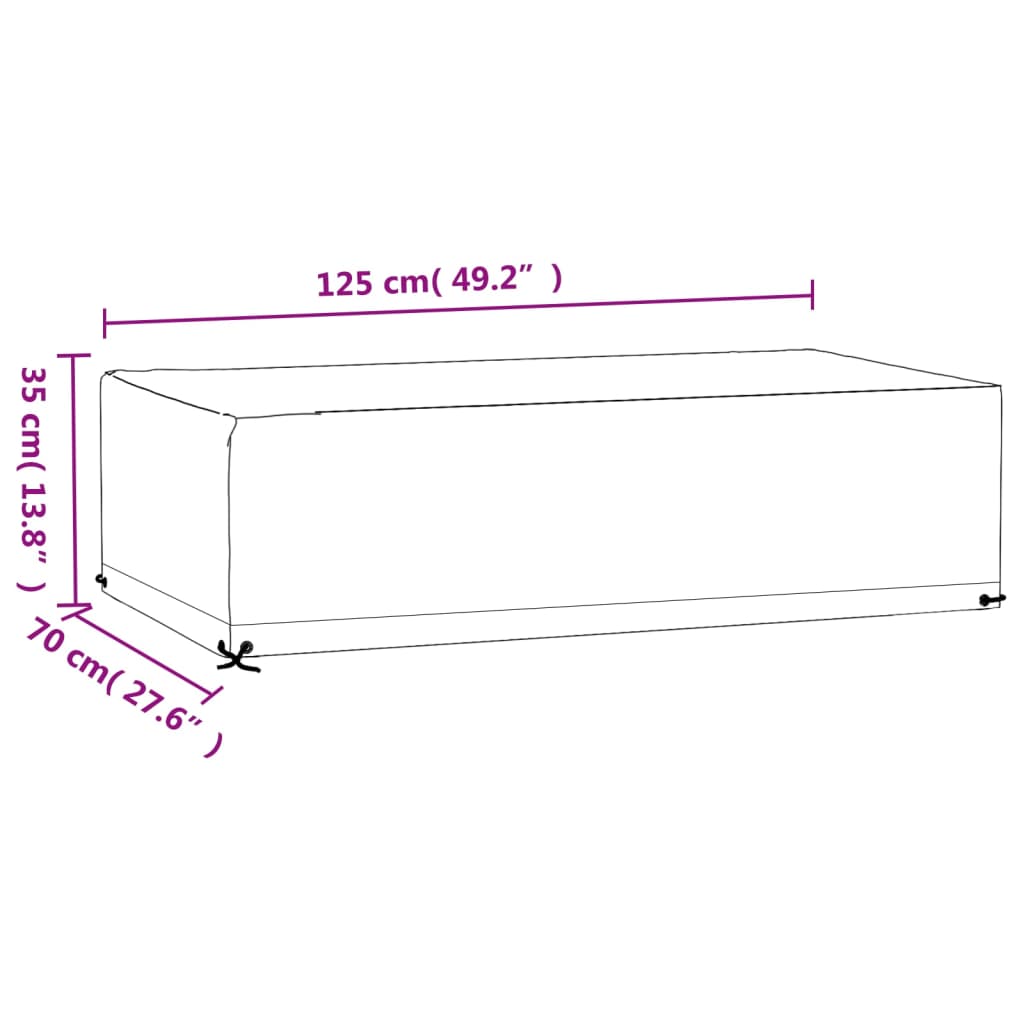 aiamööblikatted,2 tk, 8 aasaga, 125 x 70 x 35 cm, ristkülik