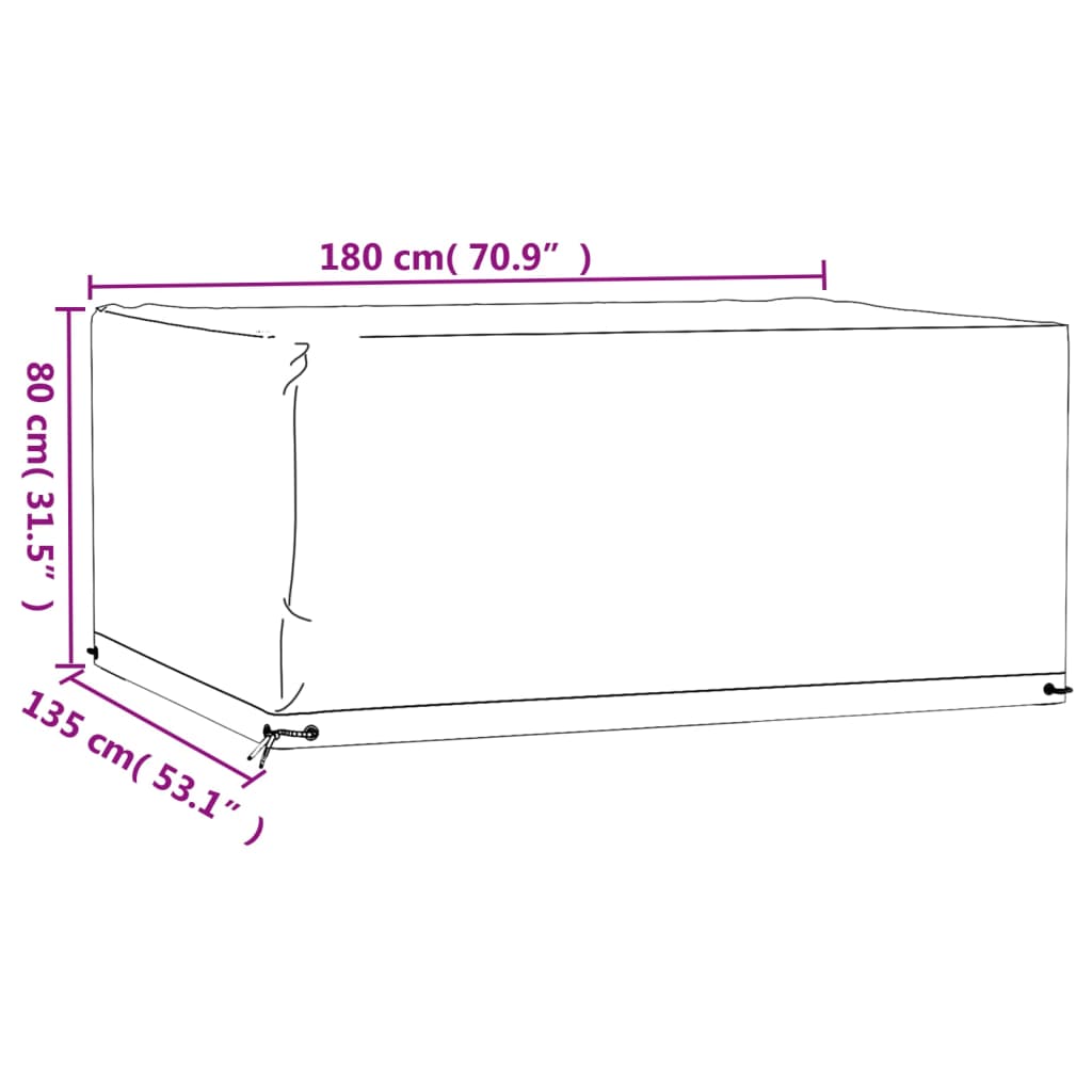 aiamööbli katted 2 tk, 8 aasaga, 180 x 135 x 80 cm, ristkülik