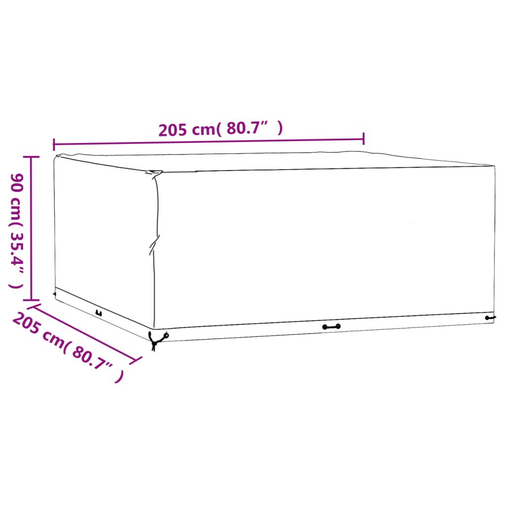 aiamööbli katted 2 tk, 16 aasaga, 205 x 205 x 90 cm, kandiline