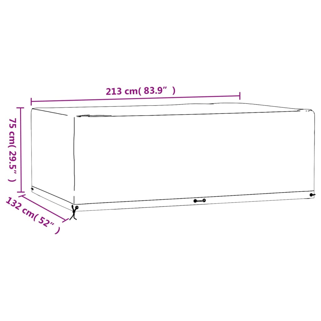 aiamööblikatted,2 tk, 12 aasaga, 213 x 132 x 75 cm, ristkülik