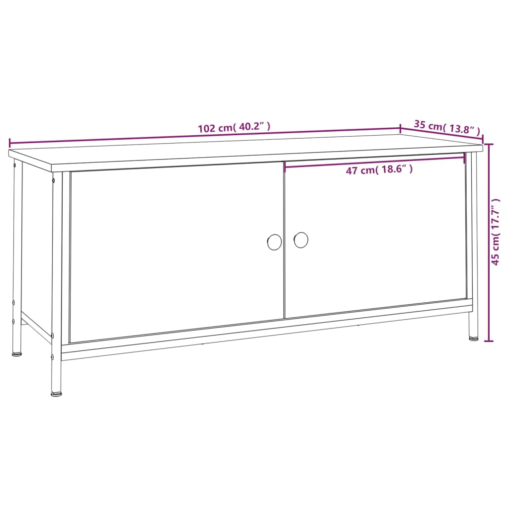 ustega telerikapp, hall Sonoma tamm, 102x35x45 cm, tehispuit