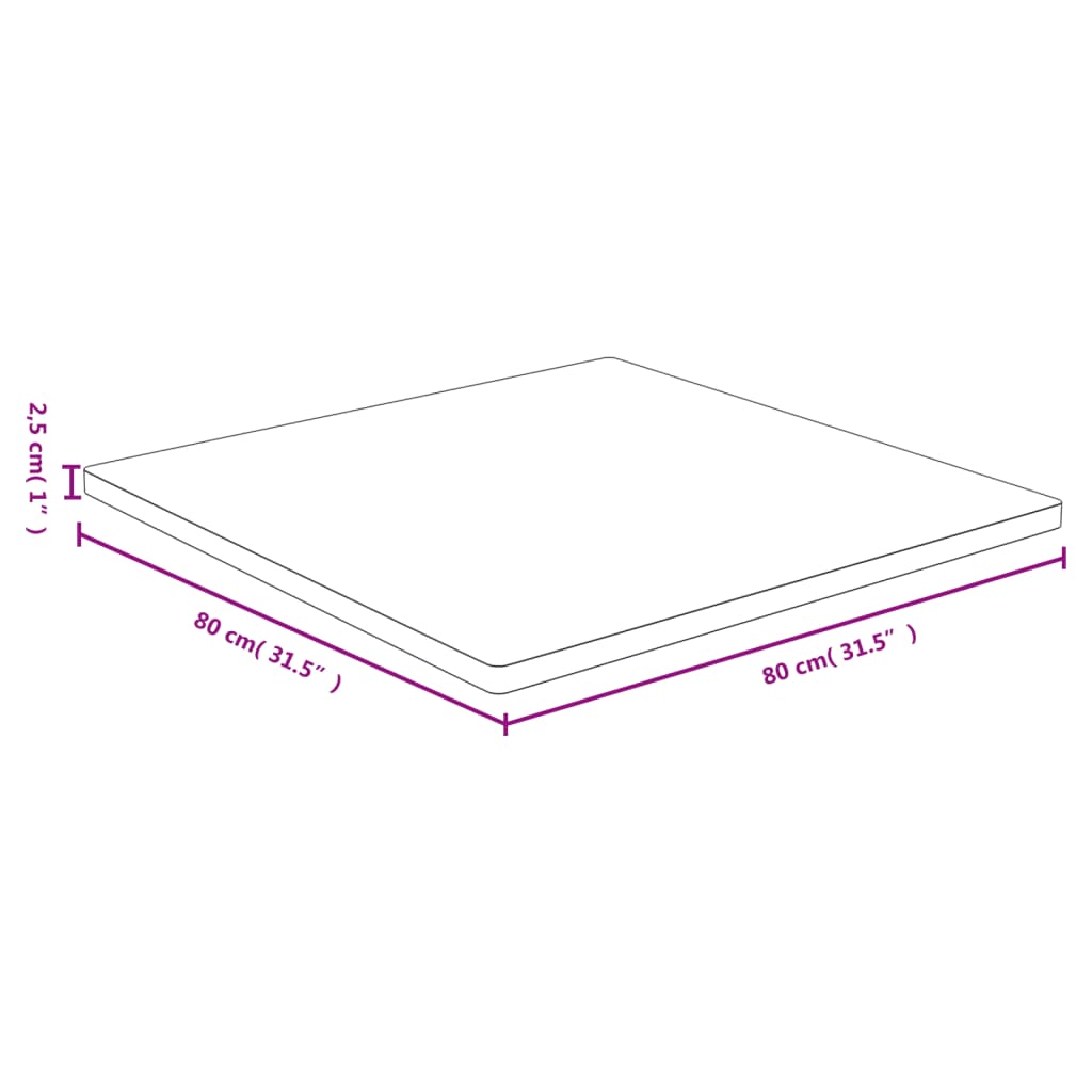 lauaplaat, 80x80x2,5 cm, bambus