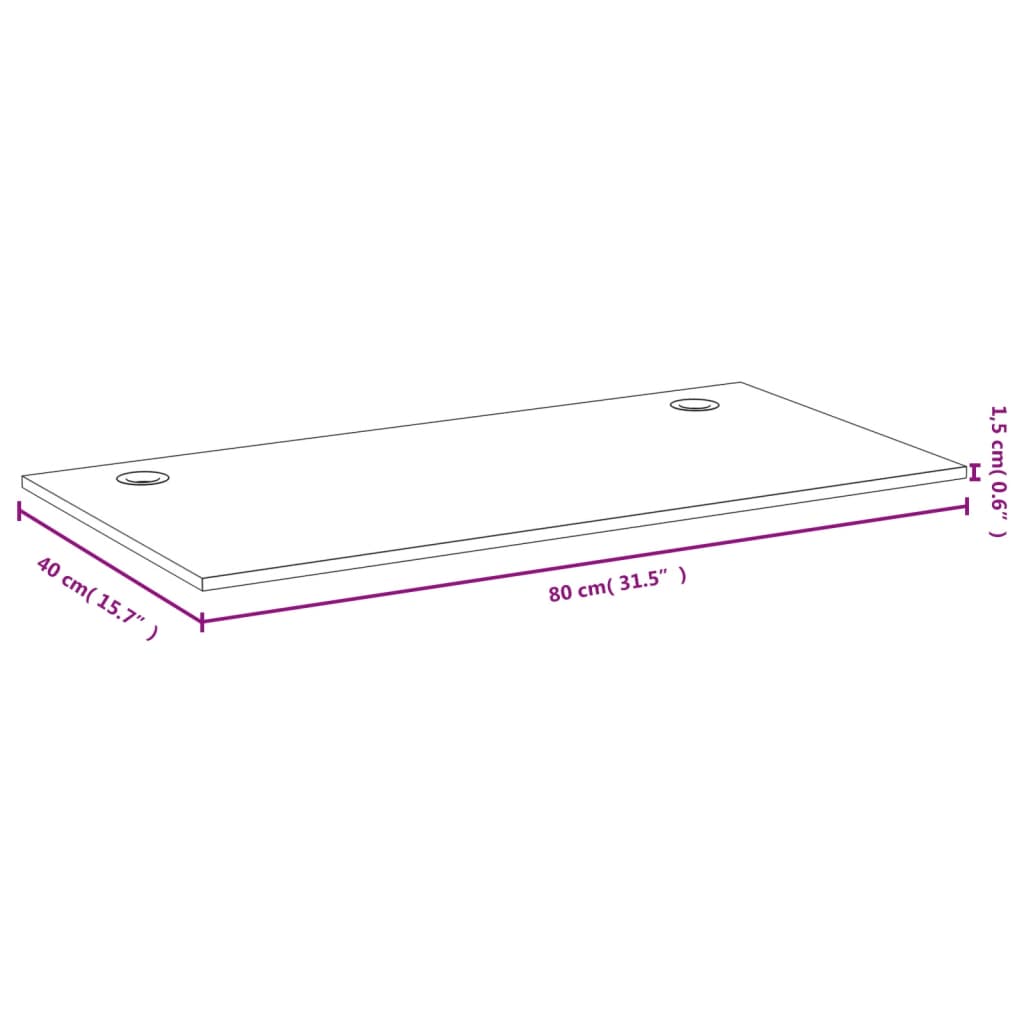 kirjutuslaua plaat, 80 x 40 x 1,5 cm, bambus