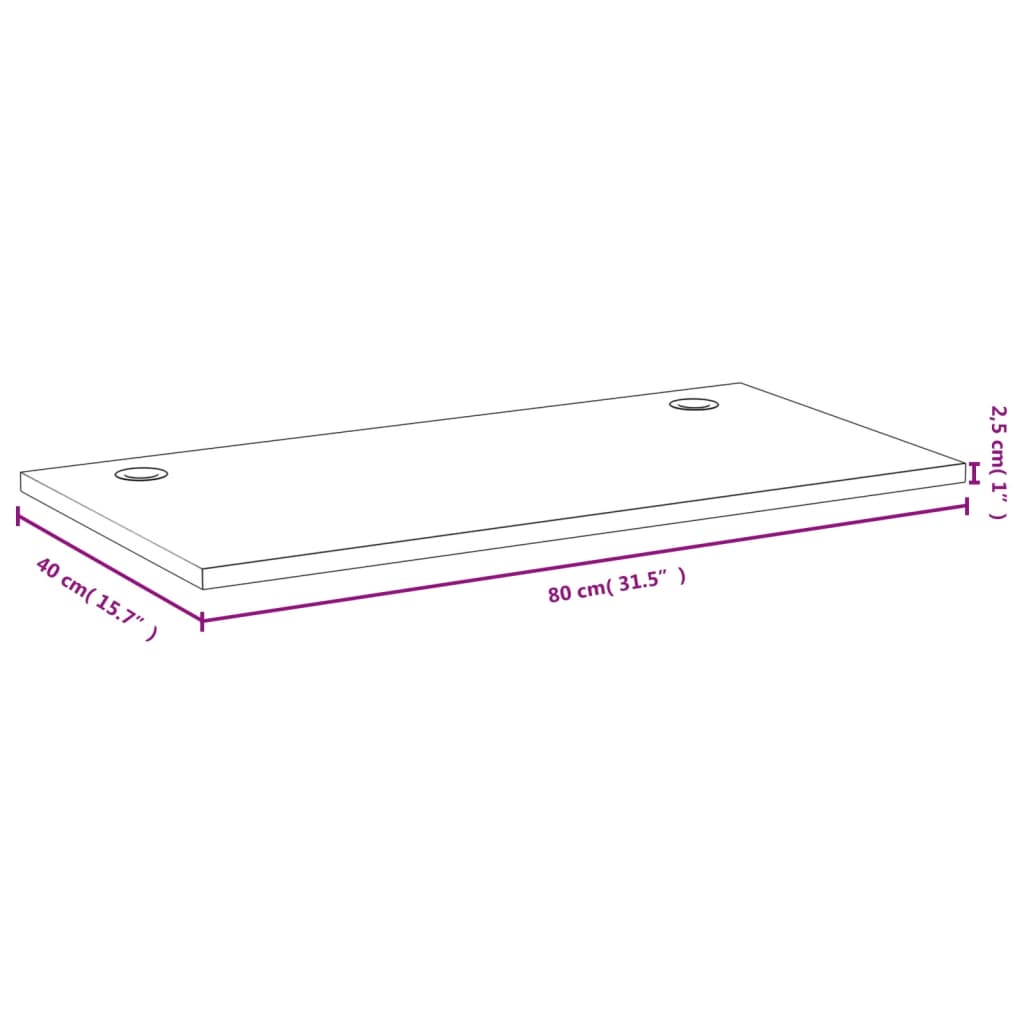 kirjutuslaua plaat, 80 x 40 x 2,5 cm, bambus