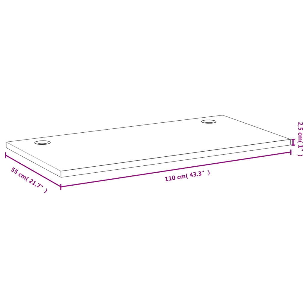 kirjutuslaua plaat, 110 x 55 x 2,5 cm, bambus