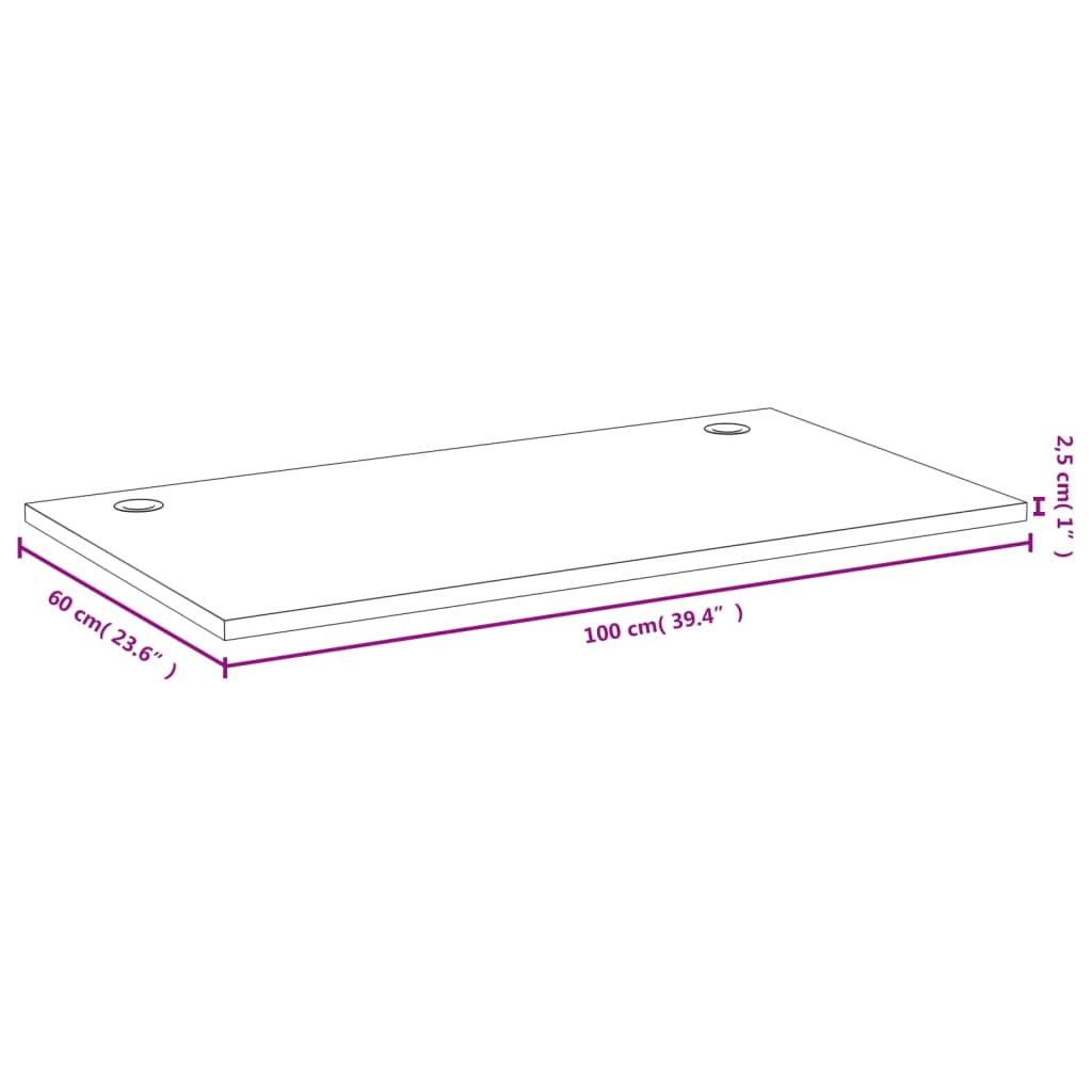 kirjutuslaua plaat, 100 x 60 x 2,5 cm, bambus