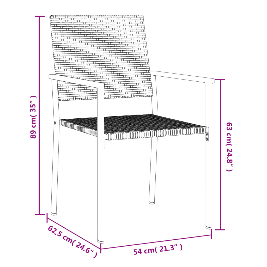 aiatoolid 2 tk, must, 54 x 62,5 x 89 cm, polürotang