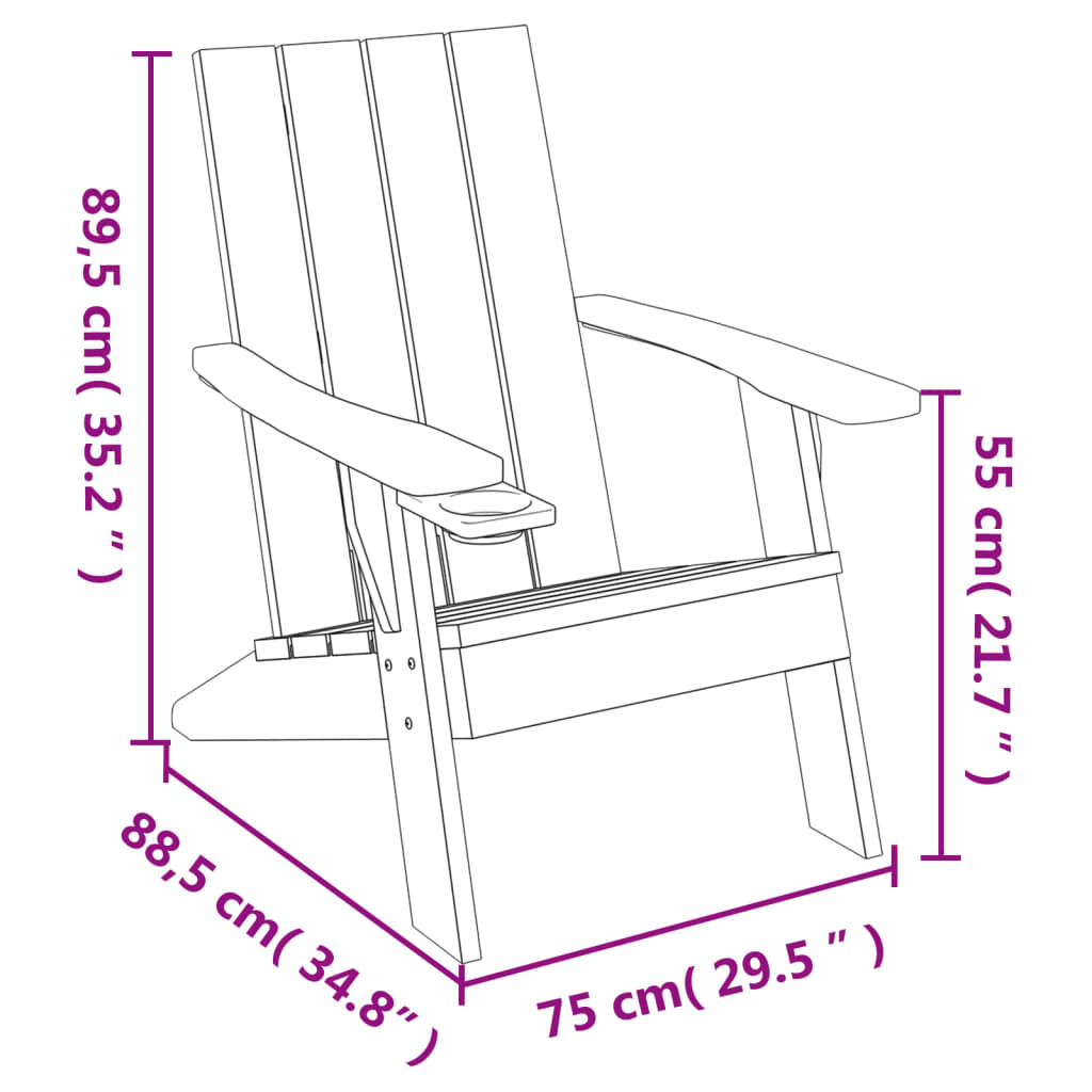 aia Adirondack tool, helepruun, 75x88,5x89,5cm, polüpropüleen