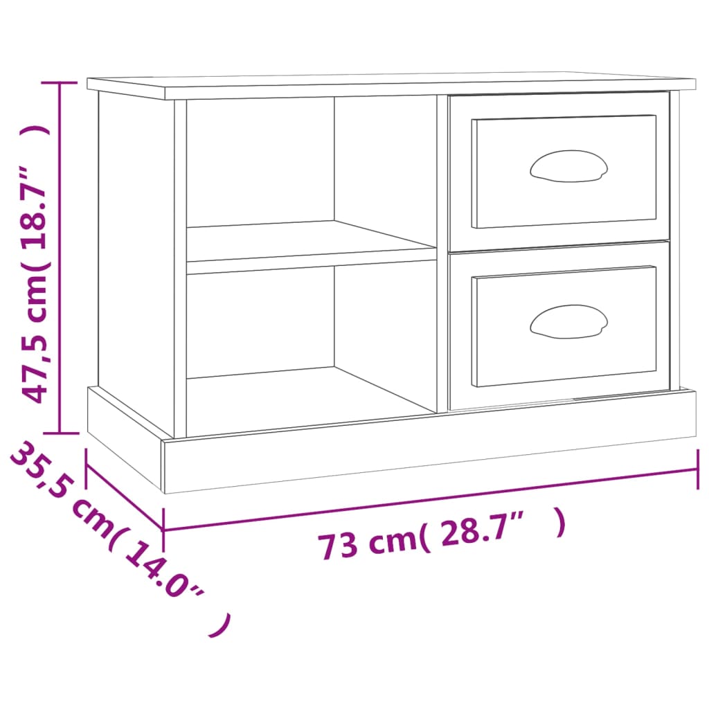 Тумба под ТВ, черная, 73x35,5x47,5 см, искусственное дерево