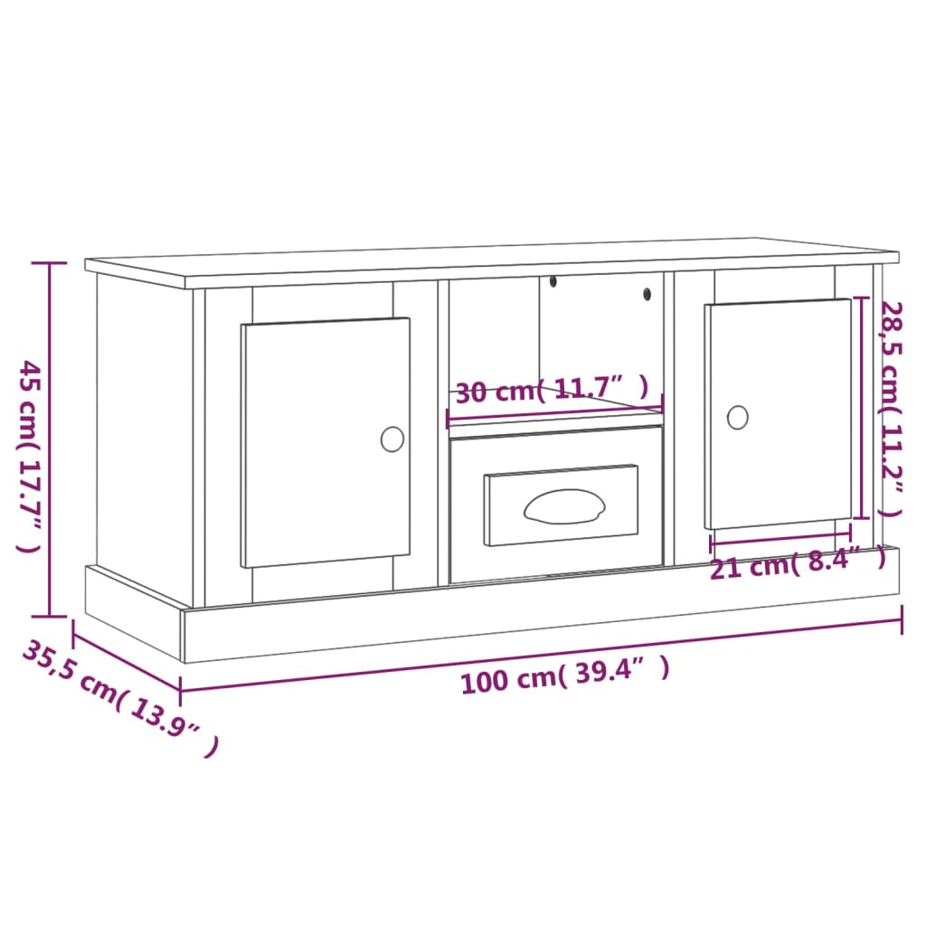 telerikapp, hall Sonoma tamm, 100x35,5x45 cm, tehispuit