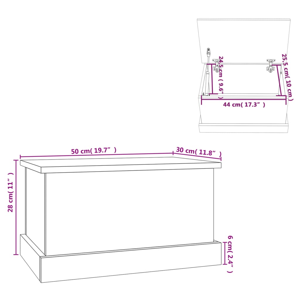 hoiukast, hall Sonoma tamm, 50 x 30 x 28 cm, tehispuit