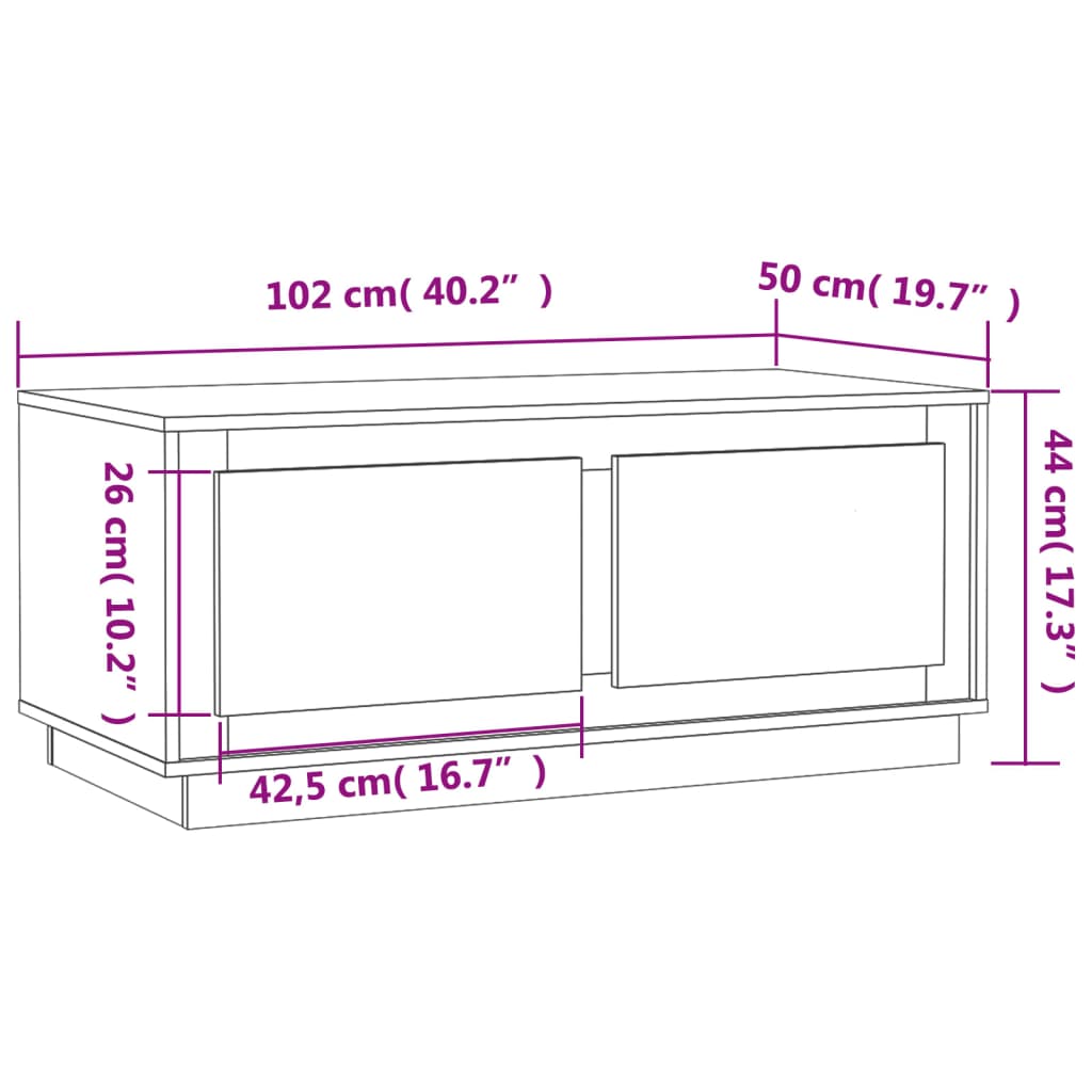 kohvilaud, hall Sonoma tamm, 102x50x44 cm, tehispuit