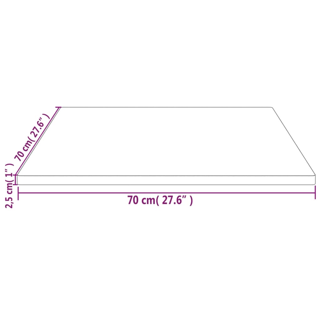 столешница, белая, 70 x 70 x 2,5 см, сосна, квадратная