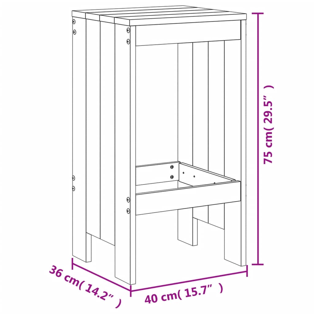 baaripukid 2 tk, valge, 40x36x75 cm, männipuit