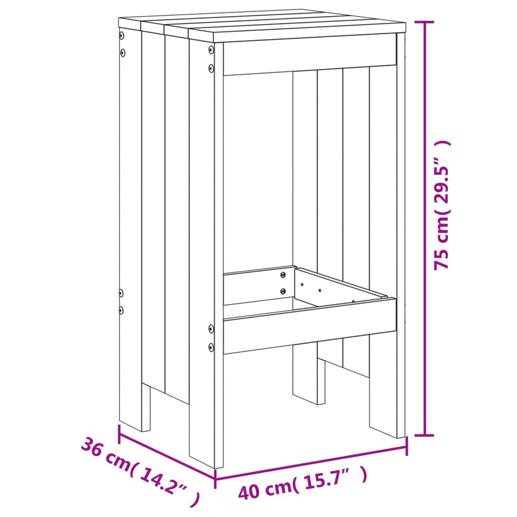 pukid 2 tk, must, 40x36x75 cm, männipuit