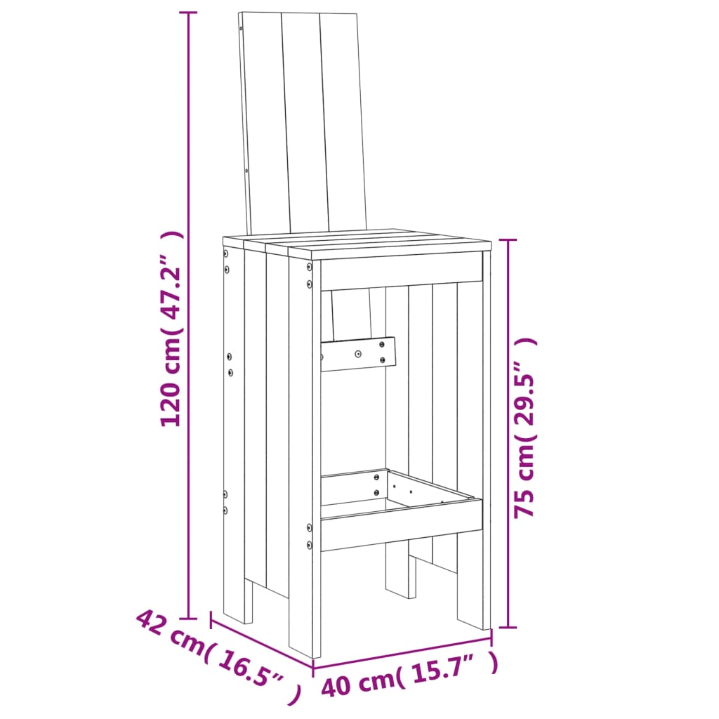 baaripukid 2 tk, 40 x 42 x 120 cm, männipuit