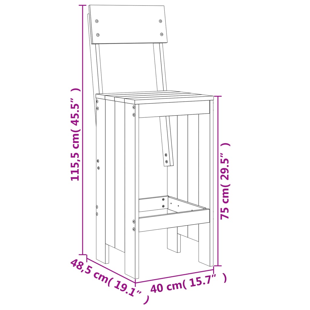 baaripukid 2 tk, 40x48,5x115,5 cm, männipuit