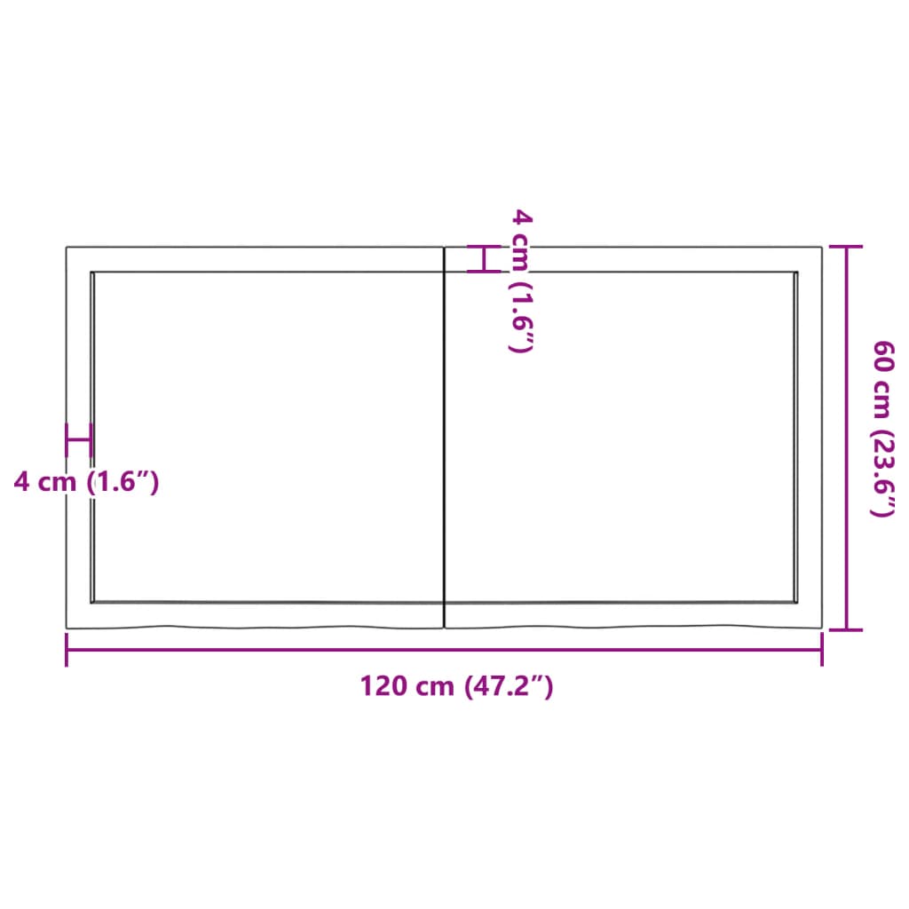 seinariiul, 120x60x(2-4) cm, töötlemata tammepuit