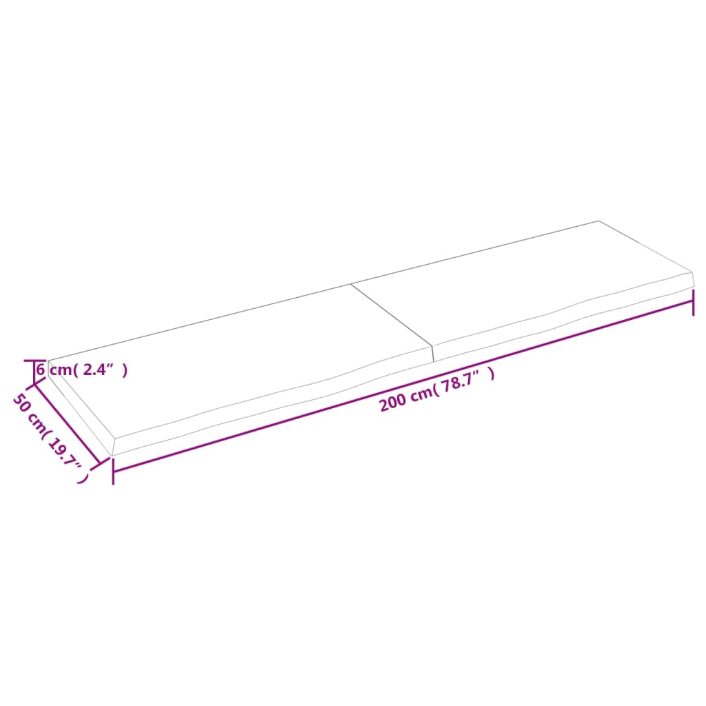 seinariiul, helepruun, 200 x 50 x (2-6) cm, töödeldud tammepuit