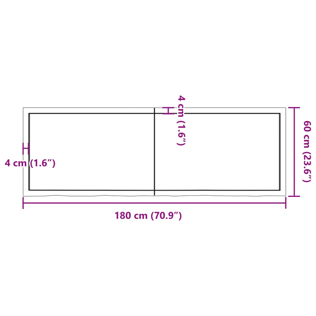 seinariiul, tumepruun, 180x60x(2-4) cm, töödeldud tammepuit