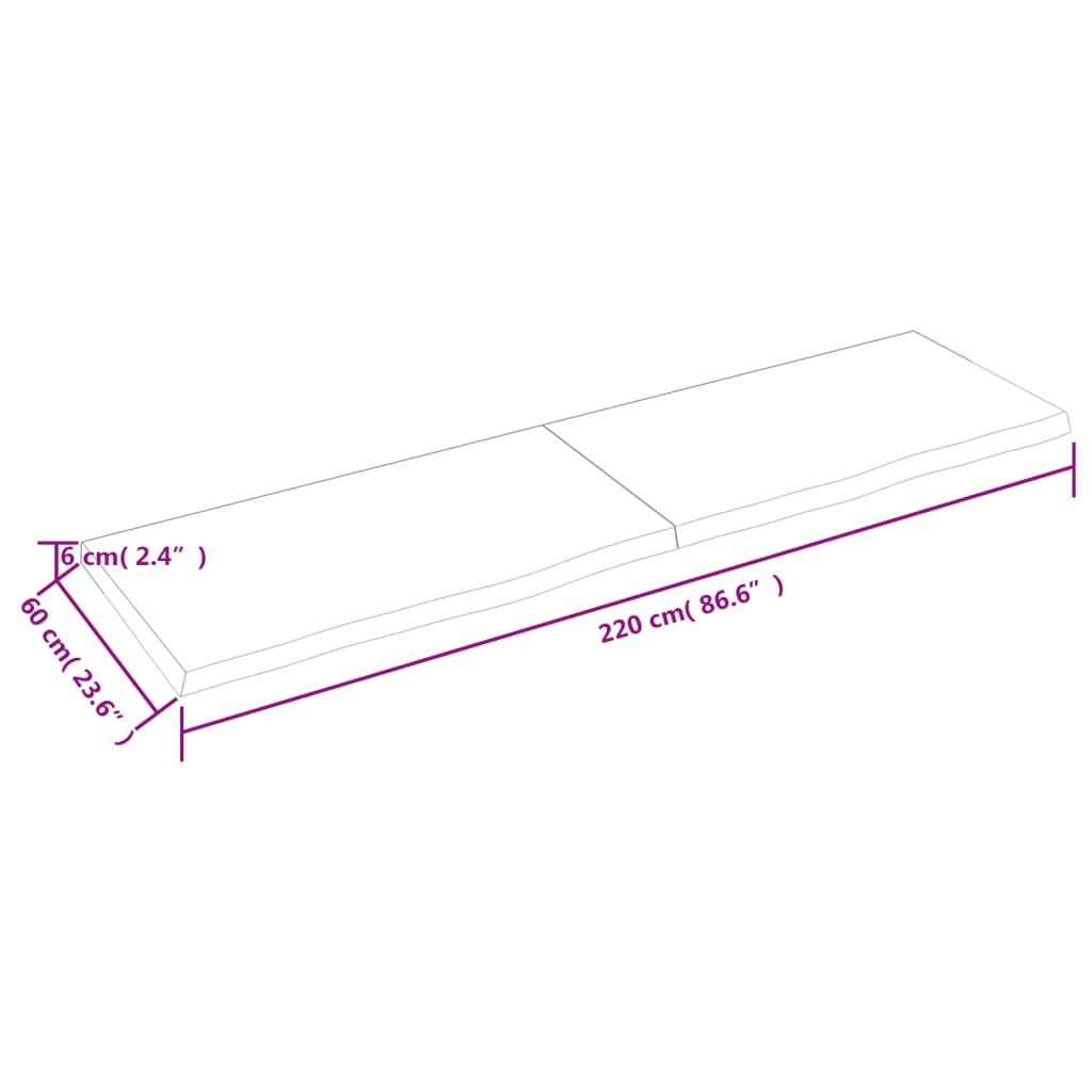 seinariiul, tumepruun, 220x60x(2-6) cm, töödeldud tammepuit