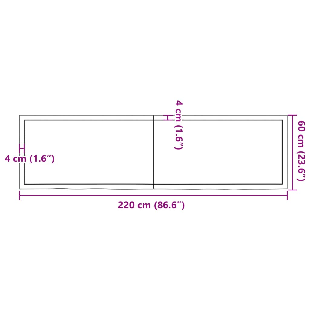 seinariiul, tumepruun, 220x60x(2-6) cm, töödeldud tammepuit