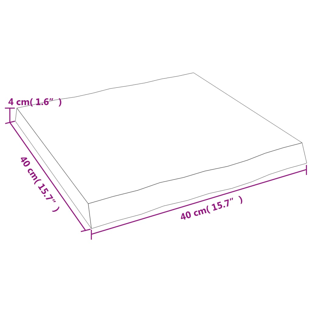 lauaplaat, 40 x 40 x (2–4) cm, täispuit, naturaalsed servad