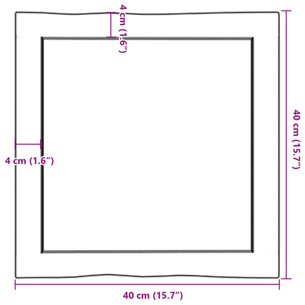 lauaplaat, 40 x 40 x (2–4) cm, täispuit, naturaalsed servad