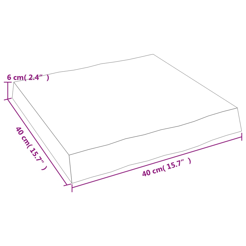 lauaplaat,40 x 40 x (2-6) cm, täispuit, naturaalsed servad