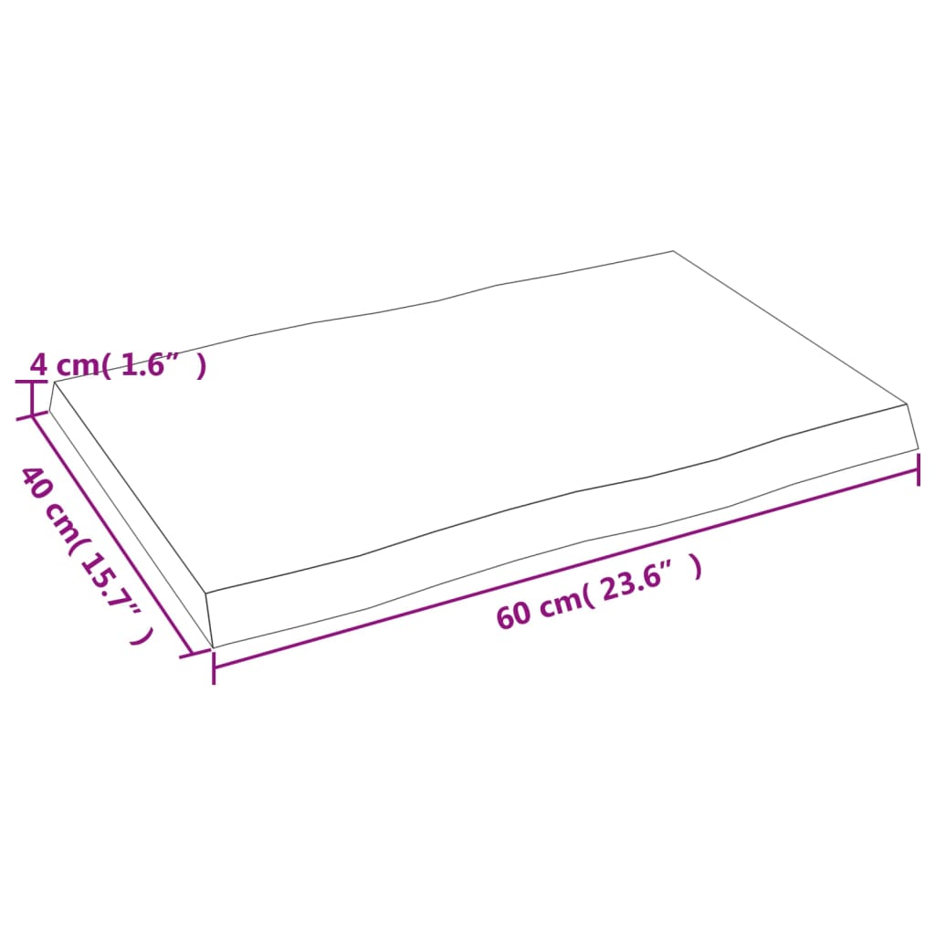 lauaplaat, 60 x 40 x (2–4) cm, täispuit, naturaalsed servad