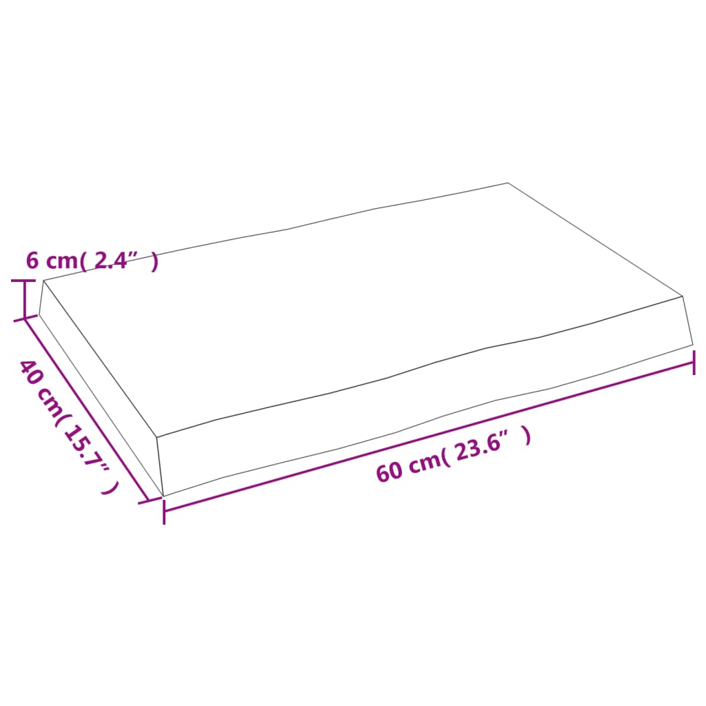 lauaplaat, 60 x 40 x (2-6) cm, täispuit, naturaalsed servad