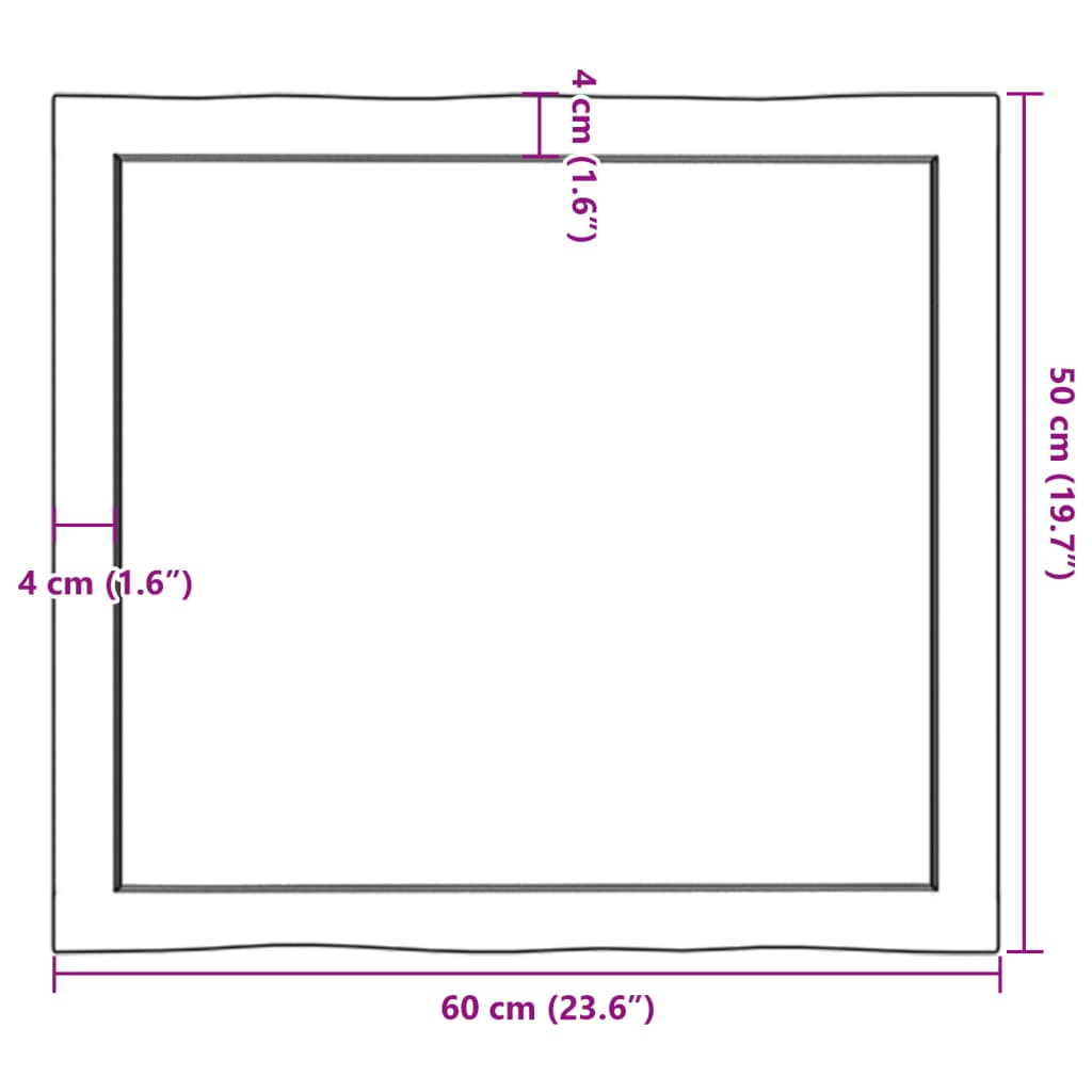 lauaplaat, 60 x 50 x (2-4) cm, täispuit, naturaalsed servad