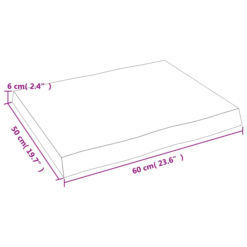 lauaplaat, 60 x 50 x (2-6) cm, täispuit, naturaalsed servad