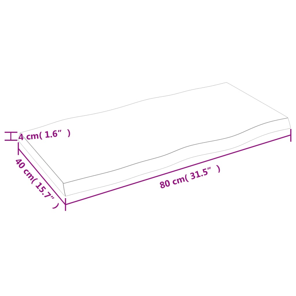 lauaplaat, 80 x 40 x (2-4) cm, täispuit, naturaalsed servad