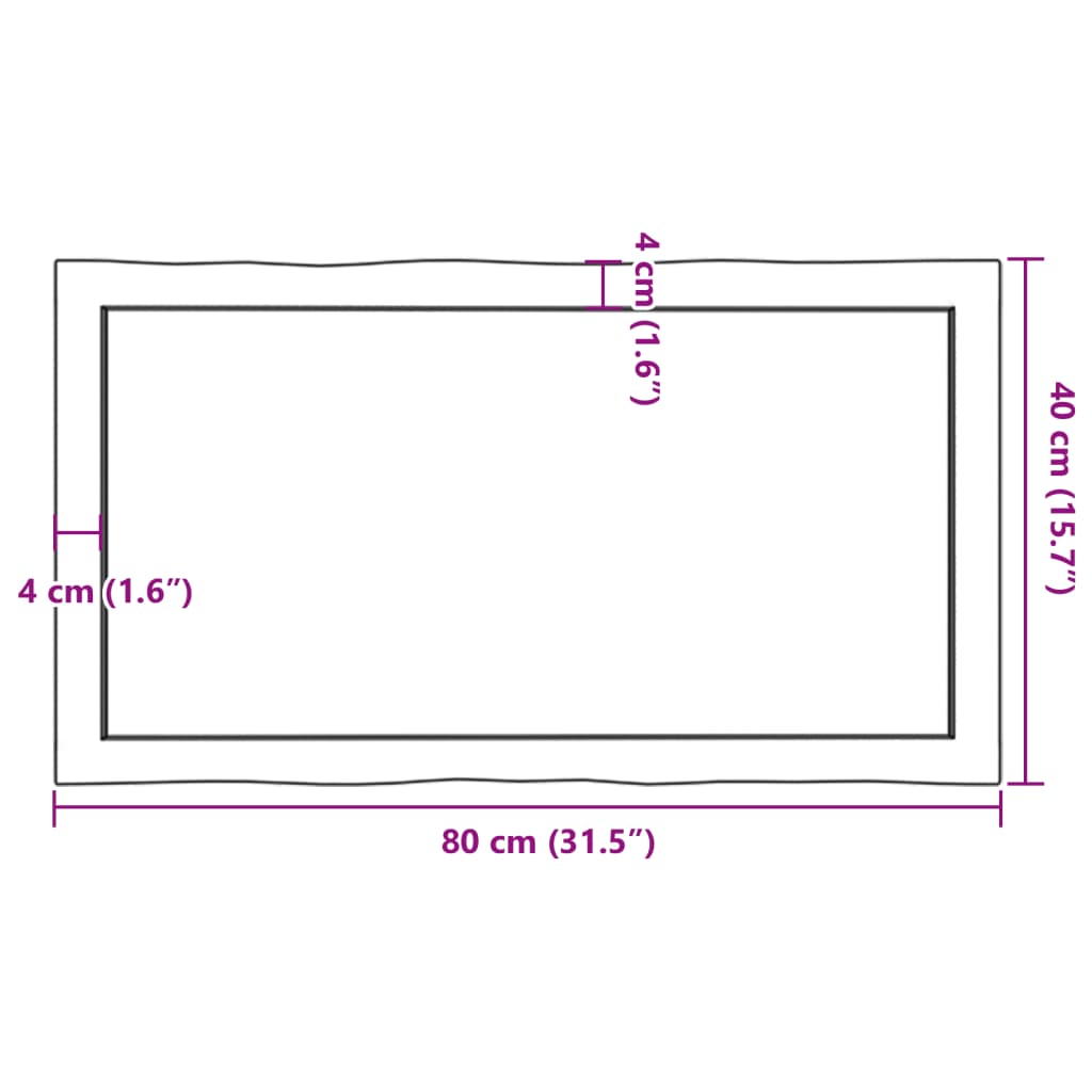 lauaplaat, 80 x 40 x (2-4) cm, täispuit, naturaalsed servad