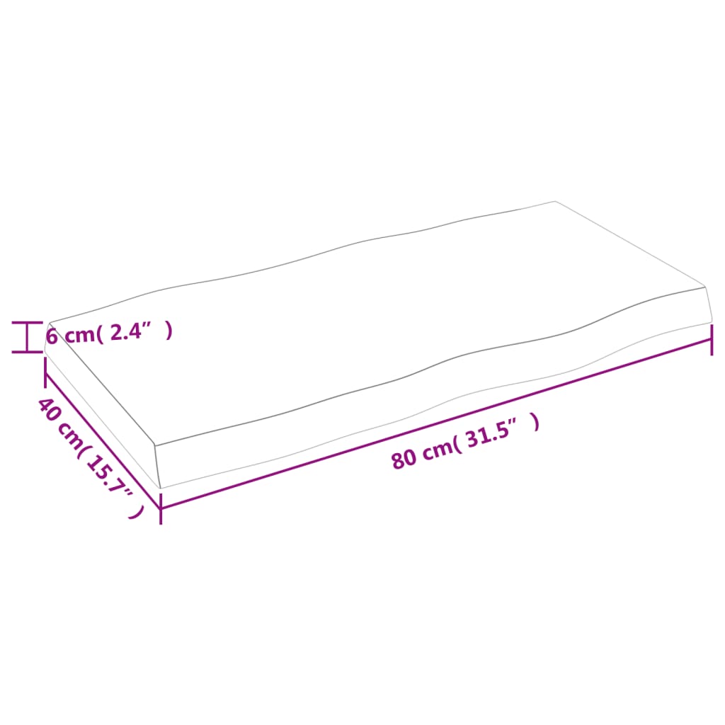 lauaplaat, 80 x 40 x (2-6) cm, täispuit, naturaalsed servad