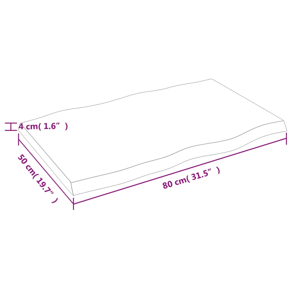 lauaplaat, 80 x 50 x (2-4) cm, täispuit, naturaalsed servad