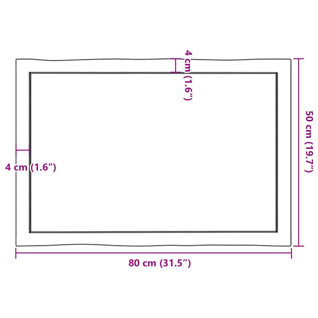 lauaplaat, 80 x 50 x (2-4) cm, täispuit, naturaalsed servad