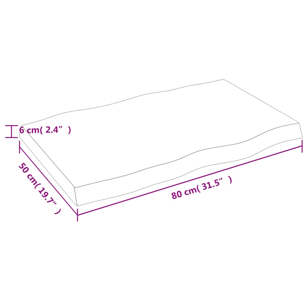 lauaplaat, 80 x 50 x (2-6) cm, täispuit, naturaalsed servad